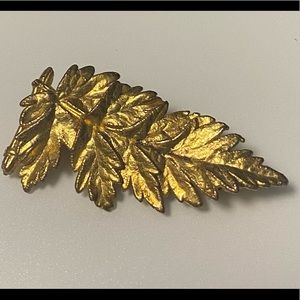 Vintage Unsigned Brass Leaf Brooch
